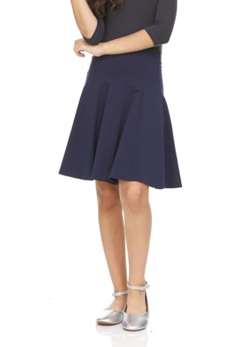 BGDK Saia plissada de uniforme escolar para meninas, comprimento até o joelho, cintura de malha, Azu