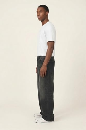 Image of Plaid&Plain Men's Baggy Jeans Wide Leg Heavyweight 100% Cotton Loose Fit