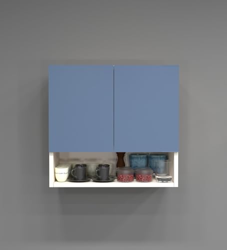 Image of SPECIALITY PANELS 2 Door Wall Cabinet with UV Profile Shutter | Wall Mounted Storage Cabinet for Kitchen Bathroom Living Room | Wooden Wall Cabinet Organizer Blueberry Finish DIY Assembly