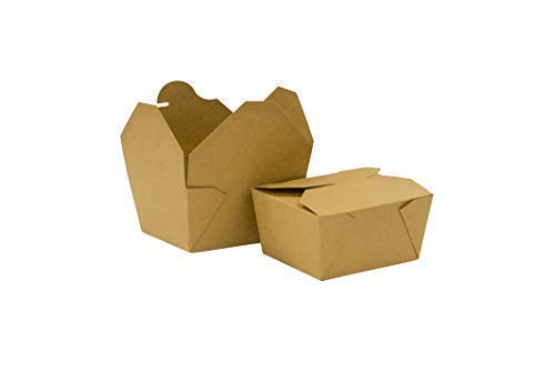 We Can Source It Ltd - No 1 (28oz) - Kraft Food Box Greaseproof Lunch Noodles Salad Rice Pasta - Fully Compostable, Biodegradable and Eco-Friendly - Takeaway - 50 Boxes