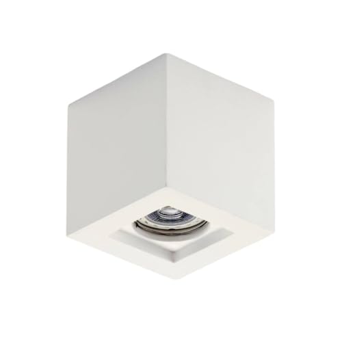 MAZZOLA LUCE Faretto quadrato cubo da soffitto plafone in gesso bianco gu10 led per interni - Certificazione Elettrica Italiana