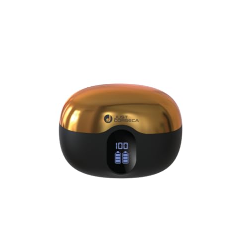 Image of JUST CORSECA Stanley Wireless Earbuds | Bluetooth 5.0 TWS Earbuds with Touch Controls | 20 Hours Playback | Sweat Resistant Earbuds | Deep Bass Stereo Sound for Music, Calls & Gaming (Black & Gold)