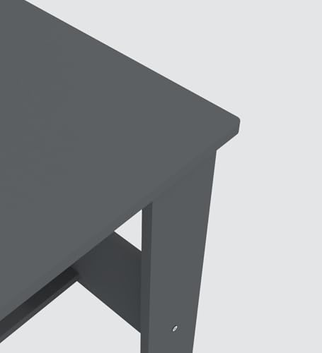 Image of Modern Compact Study Desk with Storage Shelf, Grey, Space-Saving Home Office Table, 90x50x74 cm, DIY Assembly