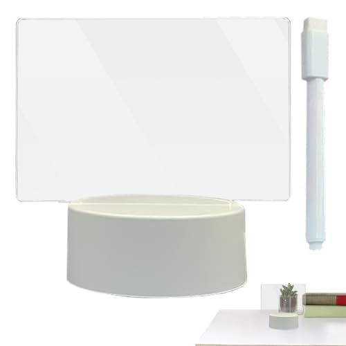 Tableau à message – Lampe lumineuse, affichage effaçable | Panneau d'écriture USB de bureau, tableau d'affichage en acrylique transparent, outil de rappel visuel pour l'installation au bureau