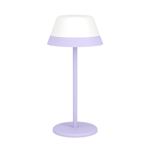 Eglo Lampada Da Tavolo Meggiano, A Led, Lampada Da Campeggio, Dimmerabile, Per Esterni, Con Paralume A Sospensione, Attacco Usb, Plastica Bianca E Vio