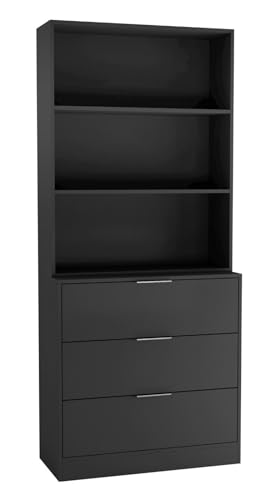 URBNLIVING 60/80cm 3 Drawer Tier Wooden Storage Chest Cabinet & Display Bookcase Shelving