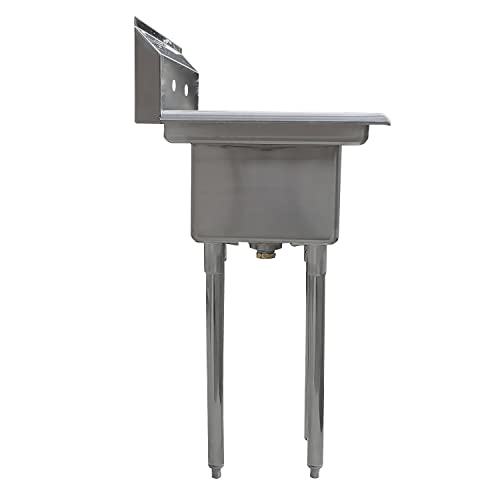 Image of AmGood Stainless Steel Prep & Utility Sink | 304 Stainless Steel | Restaurant, Kitchen, Laundry, Garage | NSF (Bowl Size: 10 inchx14 inchx10 inch + 10 inch 2 Drainboards)