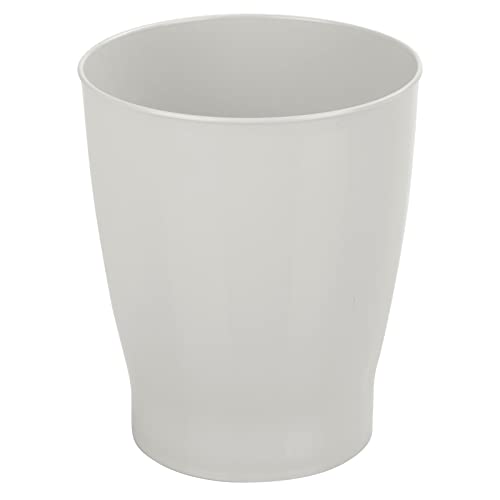 Image of mDesign Round Plastic Bathroom Garbage Can, 1.25 Gallon Wastebasket, Garbage Bin, Trash Can for Bathroom, Bedroom, and Kids Room - Small Trash Can - Fyfe Collection - Light Gray
