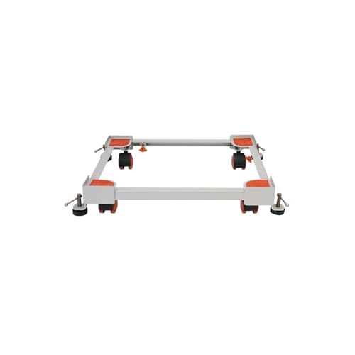 Image of SoraChi Adjustable Iron Washing Machine Stand with Wheels | Elevates Appliances to Prevent Water Damage & Reduce Vibrations | Universal Fit for Washers & Refrigerators (Orange)