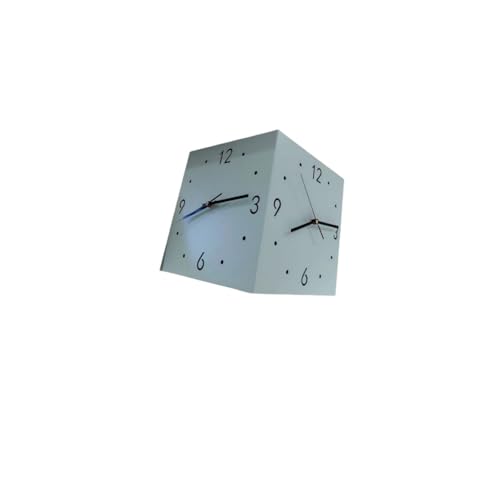 SRWE高級アクリル製、静音・軽量の両面コーナークロック(ホワイト)。リビングルーム、寝室、カフェなどに最適です。リモコン付き。電池式で、両面表示のパンチフリー壁掛け時計です。コーナースペースを有効活用できます。シンプルでエレガントなデザインです (ライト