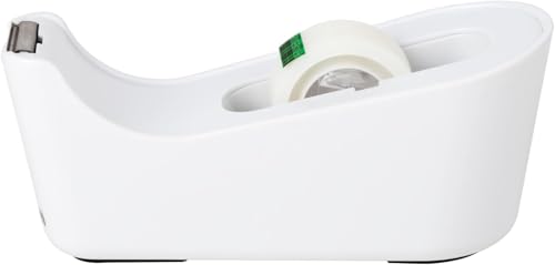 Scotch Klebeband-Abroller C18, Weiß + Scotch Magic Unsichtbares Klebeband, 19 mm × 33 m, 1 Rolle/Packung