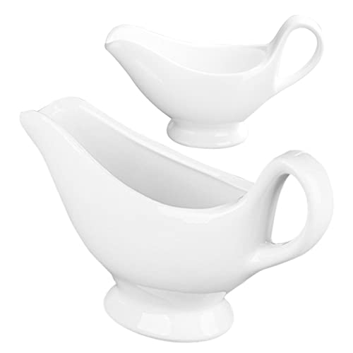 PRETYZOOM 2Pcs Multi Function Gravy Boat Ceramic Sauce Cups for Dipping Sauces Condiments and Ketchup for Family Meals and Outdoor Dining