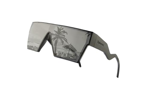 Polarized & Mirrored Black Square Sunglasses – TR90 Lightweight, 100% UV Protection, Flex Hinges, Black Frame, Black Lenses – Designed in Canada, Black and Black