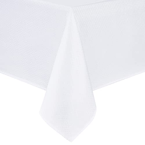 HomeJoy Rectangle Table Cloth Linen Farmhouse Stainproof Waterproof Washable Polyester Oblong Rectangular Fabric Table Cover for Kitchen Dining Dinner (White, 60 X 120 Inch) by HomeJoy - Image 6