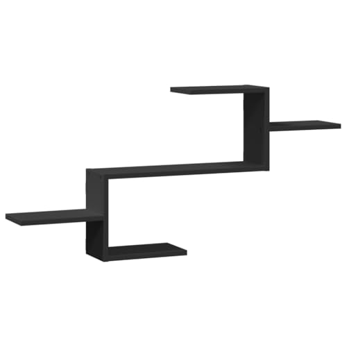 vidaXL Estante de Pared Madera de ingeniería Negro 104x15x49 cm, Estante Flotante, Estante Flotante de Pared, Estante de exhibición de Pared