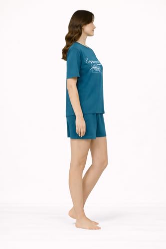 Image of Duchess Women's Cotton Printed Night Suit Set of Top & Shorts Pajama Set