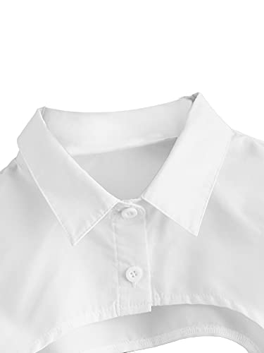 SweatyRocks Women's Long Sleeve Button Front Collared Ultra Crop Blouse Shirt Top3