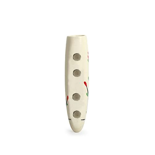 Image of ExclusiveLane Mughal Heaven' Ceramic Handpainted Magnetic Planters Pot for Fridge (Enamel White & Multicolour, 1.9 X 1.5 X 7.2 Inch, 1 Piece, (El-021-217))