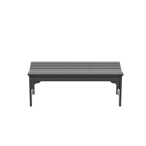 Westintrends Malibu 48" Outdoor Bench, All Weather Resistant Poly Lumber Backless Patio Garden Bench, Adirondack Curved Bench Seat For Comfort, Gray #TOP4