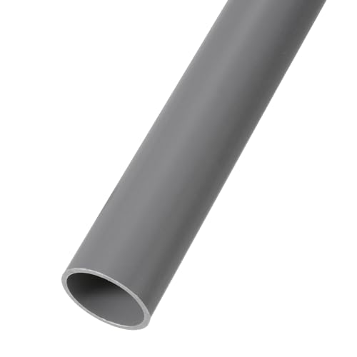 Rebower 1.1" x 1.3" PVC Pipe 14" Plastic Rigid Tubing Round High Impact Drain Pipe, [for Greenhouse Garden Home HVAC Plumbing] - 28x32mm / Light Grey
