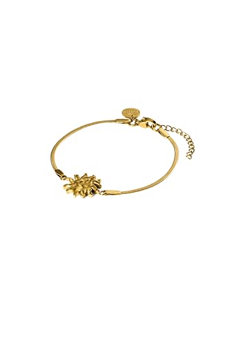 Bracelet serpent et soleil en acier inoxydable plaqué or ajustable de 16 à 19cm