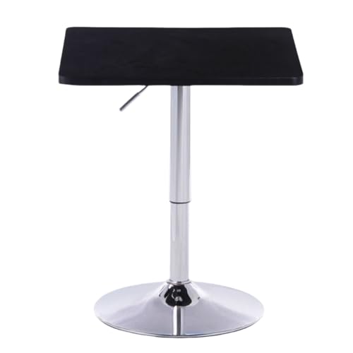 NIGOEバーテーブル カウンターテーブル 円形/四角形 昇降式 木製 高さ調節可能 シンプルデスク ダイニング 食卓 家庭用 カフェ用 業務用 高さ70-90cm 組立品 (60CM,ブラック - 四角)