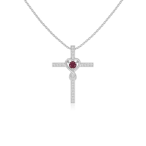 Natural Gemstone with Moissanite Infinity Cross Pendant Necklaces for Women in Silver/18K Yellow/Rose Gold Vermeil,Birthstone Jewelry Gifts for Her Birthday,Anniversary,Party, Mothers Day,Valentines