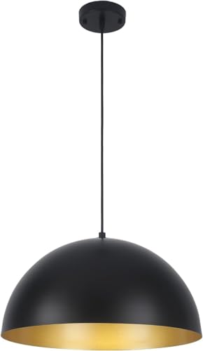 Image of 12 inch Black Dome Pendant Light, Modern Farmhouse Pendant Light, Large Pendant Lamp for Kitchen Island Dining Room Bedroom Hallway Foyer (Bulb Not Include)