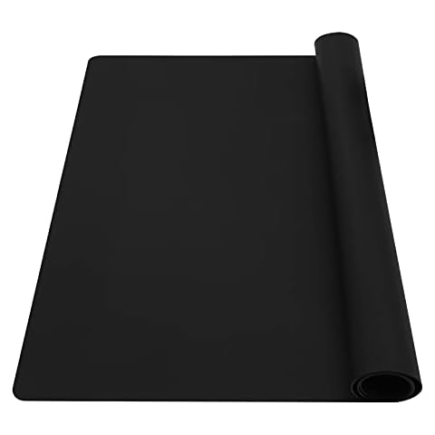 wellhouse Extra Large Silicone Baking Mat Pastry Mat Countertop Protector Clay Mat No-Slip Non Stick Waterproof Heat Resistant Silicone Placemats Table Mat 23.6 by 15.7 inch(Black) Cover
