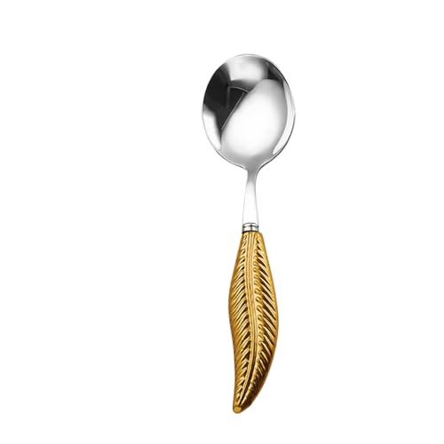 Juego de cubiertos vintage con mango de pluma, acero inoxidable 304 pulido espejo (cuchillo, tenedor y cuchara), cubertería dorada de lujo para uso en el hogar, hoteles y restaurantes.