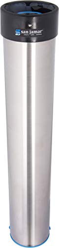 San Jamar Stainless Steel Surface Mount Beverage Foam Cup Dispenser - Easily Adjusts To Hold A Full Sleeve Of Most 12 oz To 24 oz Cups