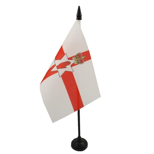 Image of Northern Ireland Table Flag 4'' x 6'' - Irish Desk Flag 15 x 10 cm - Black plastic stick and base - AZ FLAG