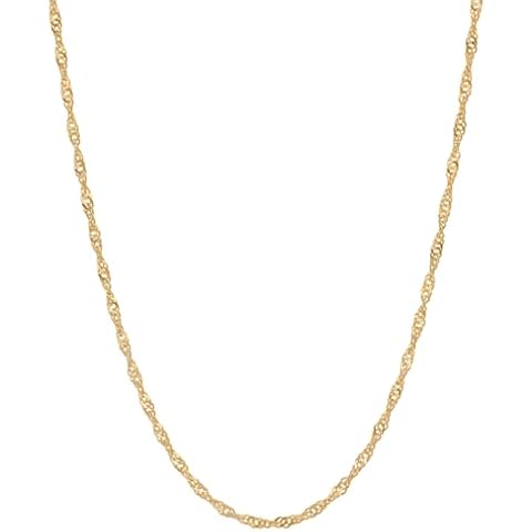 Italian Fashions REAL Solid 14K, 10K Yellow, White Gold 1.1mm - 1.5mm - 2.0mm Diamond-Cut Singapore - Chain, Lobster Claw Clasp, Unisex (10K Solid Yellow Gold 1.5mm Singapore, 16.0 Inches) Cover