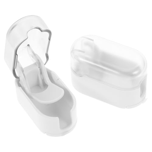 FELTECHELECTR 2 Piezas Organizador de Pared para Baño Soporte con Tapa para Cepillos de Dientes Protector y Montado sin Taladro Diseño Elevado para Espacio Ordenado y Secado Rápido