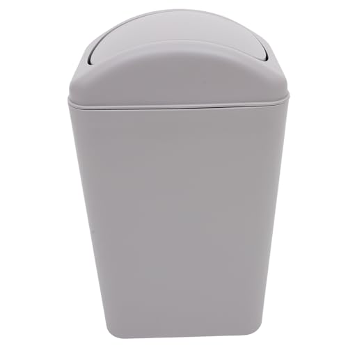 Caneca de basura rectangular con tapa, plástico, gris miniatura 1