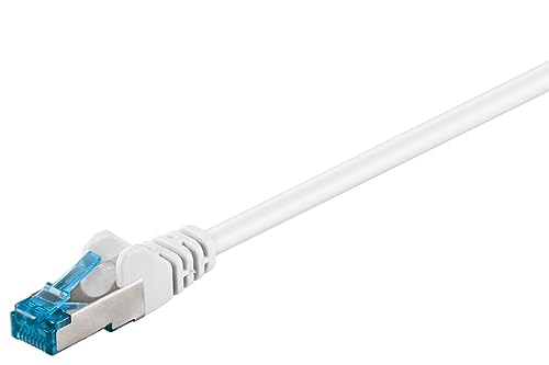 Goobay 92710 CAT 6a PatchKabel, EthernetKabel, doppelt geschirmt, S-FTP bis 10000 Mbits, 500 Mhz, halogenfrei Kupfer Kabel, RJ-45 Stecker, vergoldete Kontakte, 1,5m, Wei&szlig;