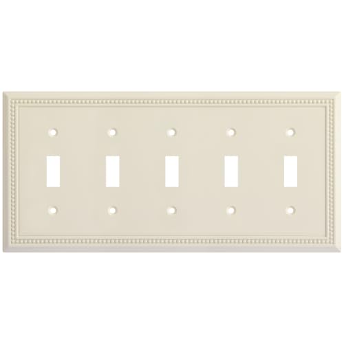 Image of Henne Bery Sunken Pearls Heavy Duty Decorative Wall Plate Switch Plate Outlet Cover (5-Gang Toggle, Light Almond)