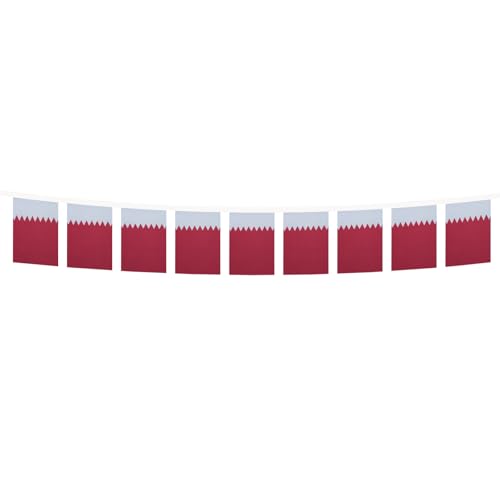 Image of AZ FLAG Qatar 6 meters BUNTING Flag 20 flags 9'' x 6'' - Qatari STRING flags 15 x 21 cm