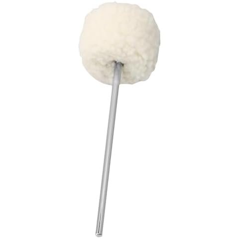 lovermusic Lovermusic 19.4x0.6cm Stainless Steel Shaft Bass Kick Drum Beater White Felt Pedal Beater Head Drum Instrument Accessories Cover