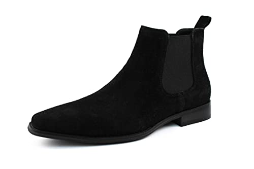 AZAR MAN Men's Chelsea Boots Genuine Leather Suede Dress Almond Toe3