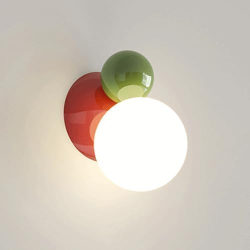 OEUBEQ Aplique de Pared Moderno de Mediados de Siglo, iluminación de Pared para Pasillo, Aplique de Pared Blanco Leche, luz de Techo pequeña nórdica roja y Verde, lámpara de Pared Vintage