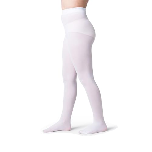 Silky Toes Girls Opaque Microfiber Tights (1 Pair) Black White or Colored Nylon Stockings for Kids and Toddlers Every Size (White 1pk 10-12)