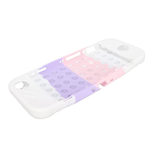 Funda Protectora OLED para Nintendo Switch, Funda Protectora de Silicona para Consola de Juegos Portátil Resistente a los Arañazos para Accesorios de Interruptor (Blanco Púrpura Rosa Blanco)