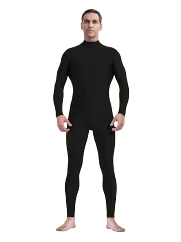 ATHX Mens and Womens Spandex Costume Bodysuit One Piece Skin Suit Jumpsuit Halloween Cosplay Stretchy Body Suit (Black Medium)