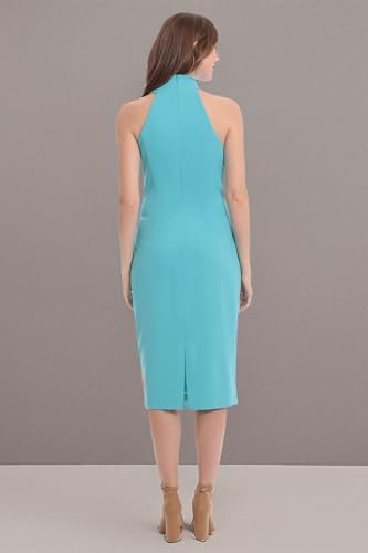London Times Women's Pleated Neck Halter Sheath Dress Guest of Event Occasion4