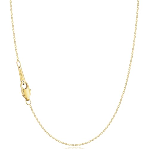 Gacimy 1.1mm 14K Gold Plated Cable Chain Necklace for Women, 18 Inches