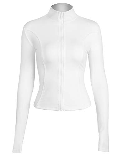 Locachy Women's Slim Fit Full Zip Athletic Running Sports Workout Jacket with Pockets