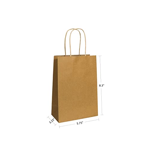 Ptp Bags Natural 5.75" X 3.25" X 8.3" Tote Bags [Pack Of 250] Recyclable Kraft Paper Gift Bags #TOP2