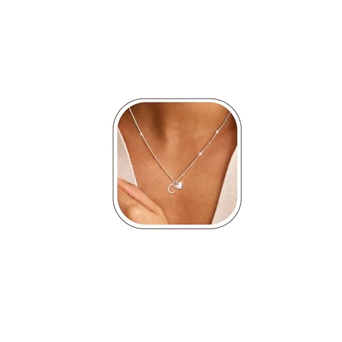Image of Smilya S925 Silver Necklace for Women Girls Hypoallergenic A-Z Initial Heart Letter Necklace for Women Sterling Silver Necklaces for Women Birthday Gifts