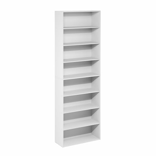Image of Furinno Basic Book Shelf, 8-Tier Bookcase with Open Shelf, Standing Bookshelf, Cube Storage Organizer, 9 x 24 x 71, for Living Room, Bedroom, Home Office, White